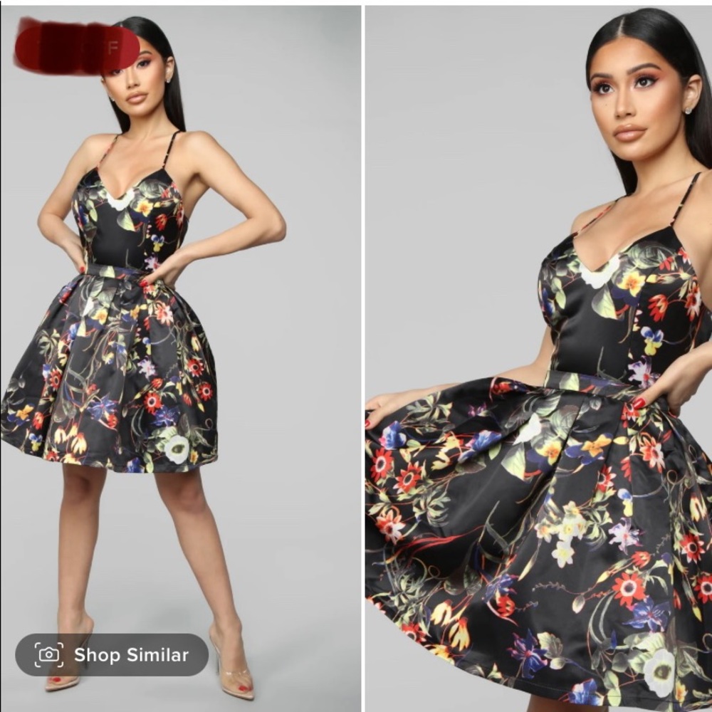 Fashion Nova’s All Puffed Up Black Floral Mini Dress